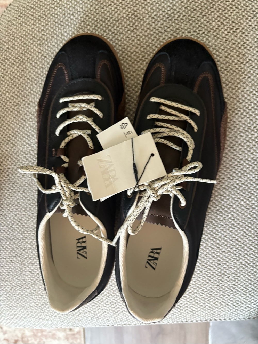 Zara Brown & Black Women's Lace-Up Sneakers. Size EU 43